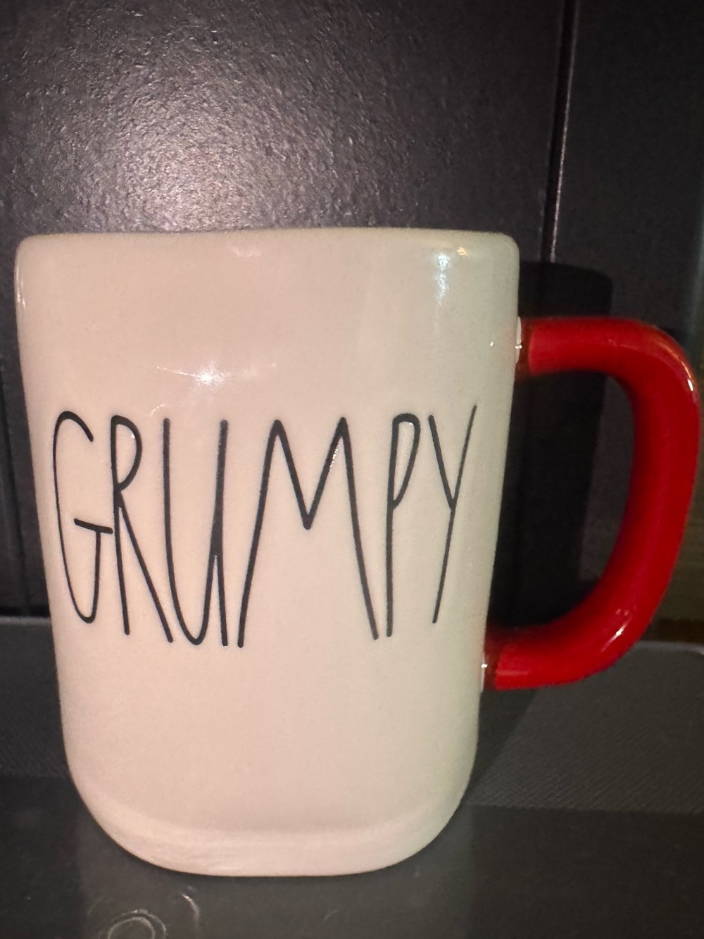 Rae Dunn Disney GRUMPY Mug Snow White Seven Dwarfs Red Handle Coffee Mug